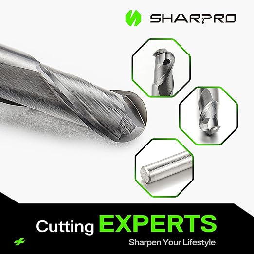 Carbide Ball Nose End Mills Set 2 Flute 6mm SHK. 6mm Cutting Dia. 3D Carving, High-Speed and Deep Cutting, AlCrN Coated, Apply for Alloy Steel, Stainless Steel and Various Cast Iron. (5PCS)