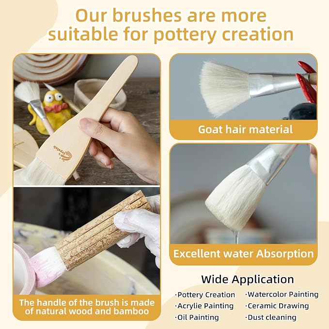 Glaze Brushes Pottery Tools, Different Shape Wool Soft Bristle - Image 5