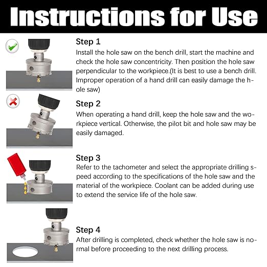 10PCS Carbide Hole Saw Kit, 16–53mm Metal Hole Cutter with Pilot Drill, Holesaw for Hard Metal, Stainless Steel, Iron, Mild Steel, Aluminium, Alloy, Plastic, Fiberglass
