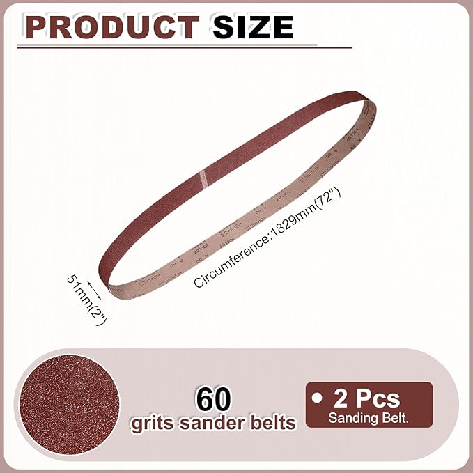 HARFINGTON 2 x 72 Inch Sanding Belts, 36 Pcs 60 Grits Aluminum Oxide Abrasive Belt Sander File Belt for Woodworking, Metal Polishing, Knife Sharpener