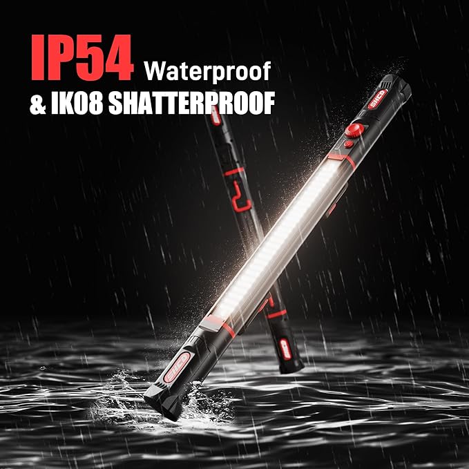 Work Light for Mechanics, 3300LM LED Work Light, 5200mAh Rechargeable Magnetic Work light, Underhood Work Light with Hooks, Cordless Portable Work Light for Car Repairing Garage Workshop and Emergency