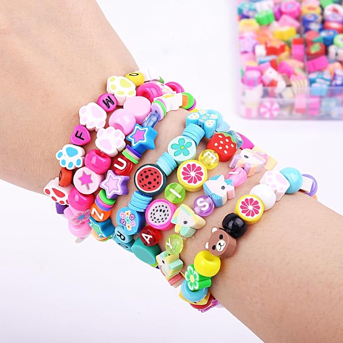 1000PCS Polymer Clay Beads Bracelet Making kit, 24 Style Cute Fun Beads Fruit - Image 3