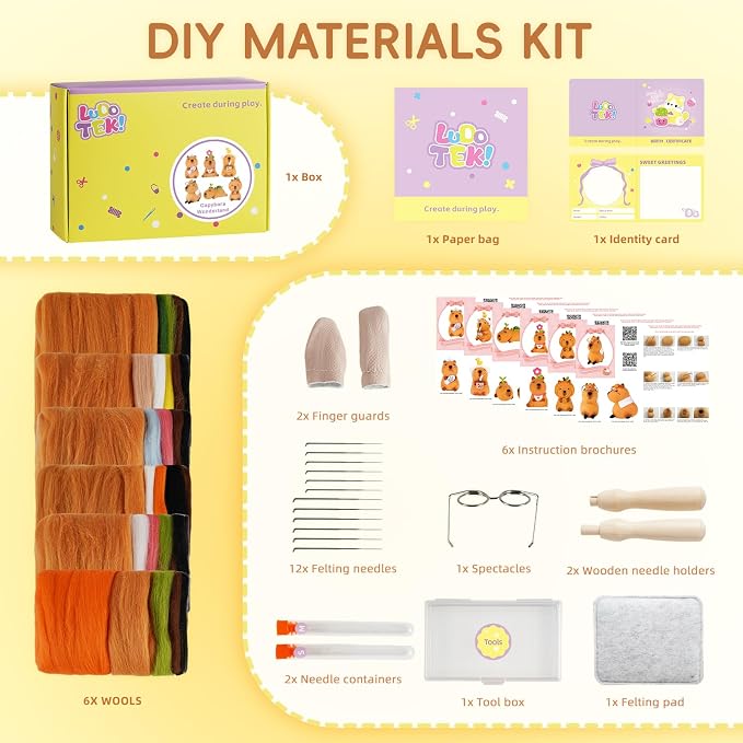 LUDOTEK Needle Felting Kit, Wool Felt Needle Felting Tools Foam Pad, Craft - Image 3