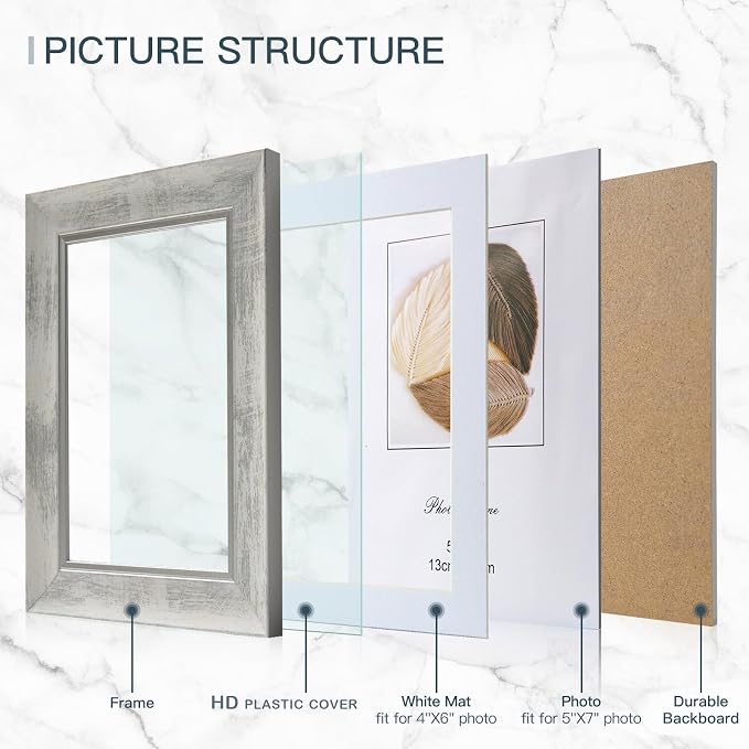 XUANLUO 5x7 Picture Frames Set of 4 Rustic Retro Photo Frame - Image 3