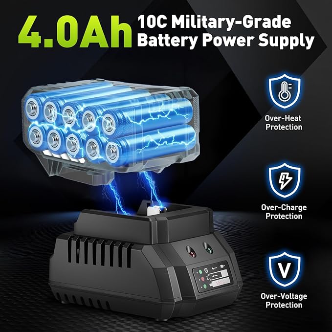 Brushless Cordless Impact Wrench 1200Nm (885Ft-lbs) High Torque, 1/2 Inch Impact Gun with 2x20V 4Ah Batteries, 3-Speed, 4 Cr-V Sockets (17/19/21/22mm) for Car Tire, Mower Lug Nut