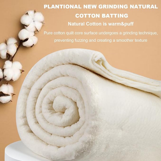 PLANTIONAL Grinding Natural Cotton Quilt Batting: 47-Inch x 59-Inch Light - Image 8