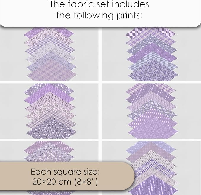 Cotton Satin Patchwork Fabric Panel – 35 Designs, 20×20 cm Squares, Single - Image 7