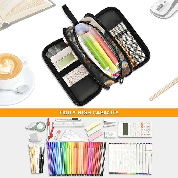 Animals Pencil Case Box Boys Girls Large Pencil Pouch Zipper Compartments Big - Image 2