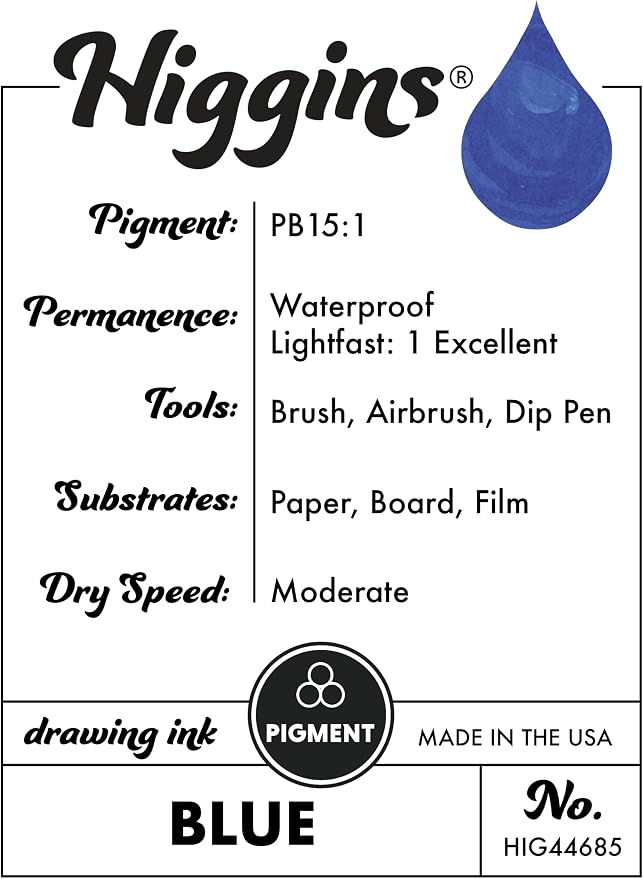 Higgins Blue Pigmented Drawing Ink - Image 3