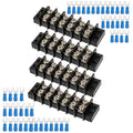 6 Circuits 6 Positions Terminal Block 20-30A 200-450V Dual Row Screw Terminals Strip with 48 PCS Heat Shrink Wire Fork Connectors(Pack of 4pcs)