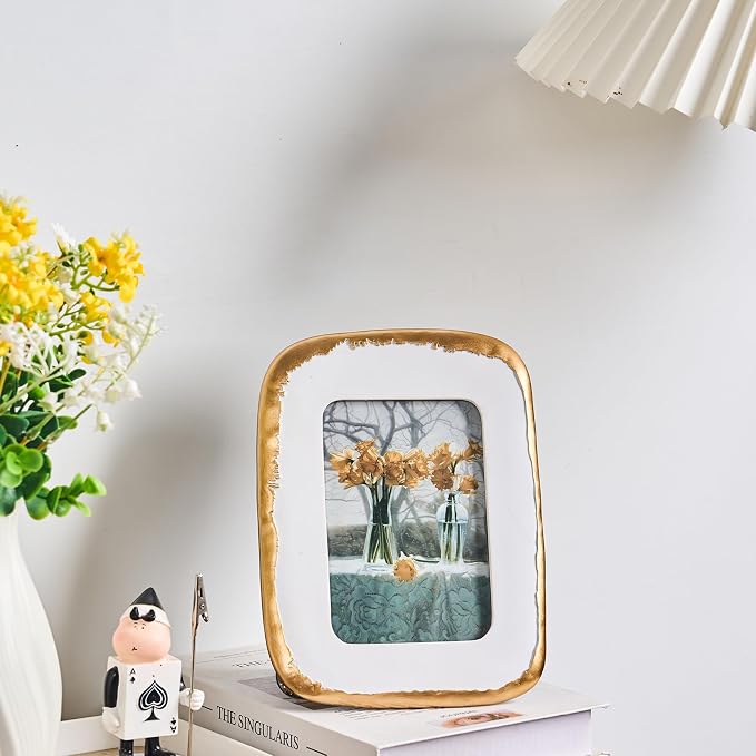 4x6 Picture Frame, Ornate Photo Frame White & Gold, Hand-Crafted Resin Table - Image 5