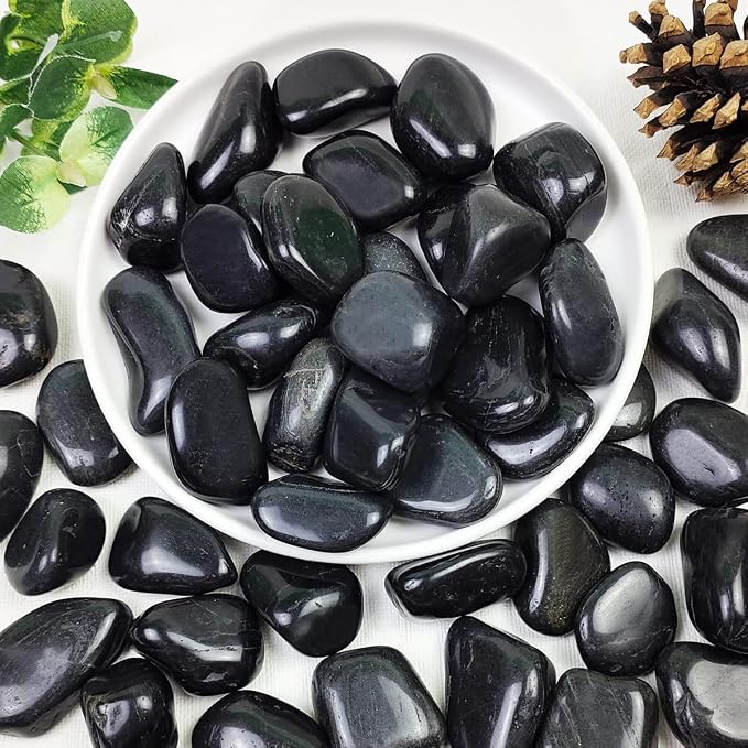 YISZM 2lbs Black Pebbles for Plants, 1-2 Inch High Polished Natural River Rocks by YISZM-ForYourNaturalLife