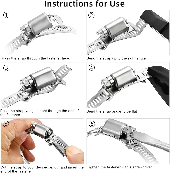 Hose Clamps, DIY 100 FT Metal Strap + 40 Fasteners, Hose Clamps Stainless Steel, Large Adjustable Hose Clamp Pipe Clamp for Pipe Automotive Mechanical Applications