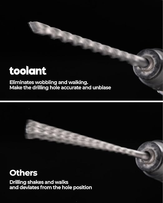 toolant SDS Plus Rotary Hammer Drill Bits Set for 3/16" x12inch 4pcs,Carbide Tipped 2-Cutter for Concrete,Masonry and Brick
