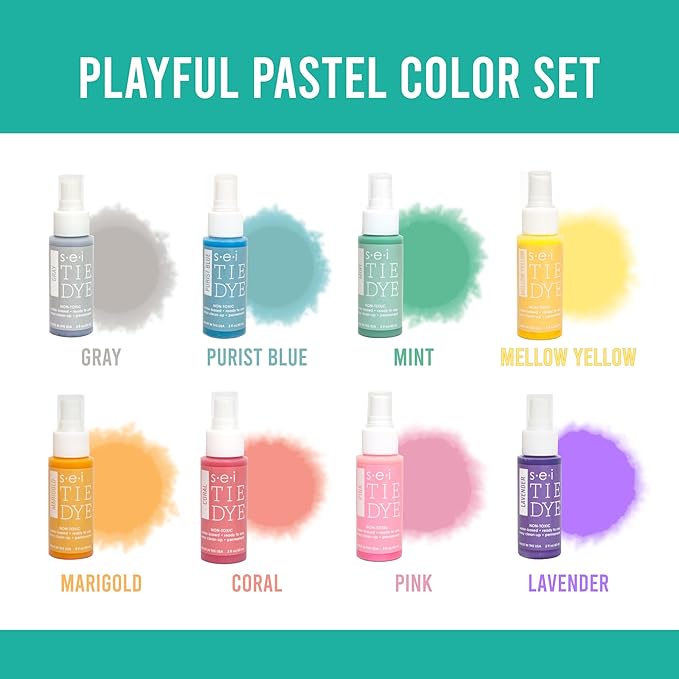 SEI 8 Pack Playful Pastel Tie Dye Spray Kit, Tye Dye Kits - Image 2