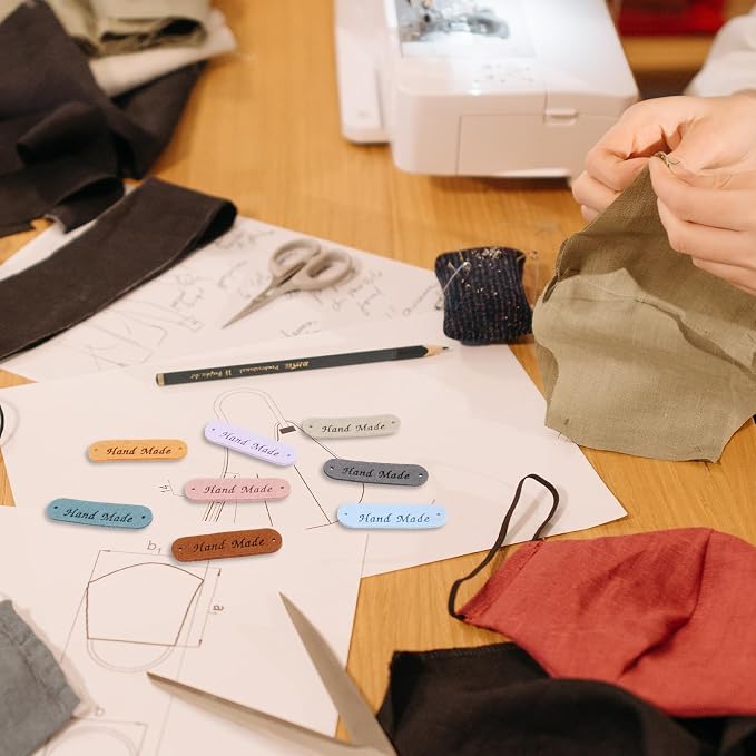 50pcs Handmade Tags for Crochet Handmade Leather Labels Faux Handmade - Image 5