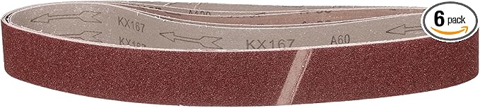 2 x 42 Inch Sanding Belt, 6 Pcs 60 Grit Knife Sharpener Belts Work Sharpening for Belt Sander Knife Carving Tool Metal Working