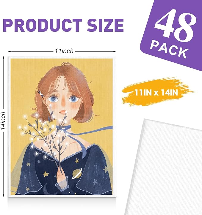 ESRICH 48 Pack Canvas for Painting 11x14, Canvas Boards for Painting Cotton - Image 2