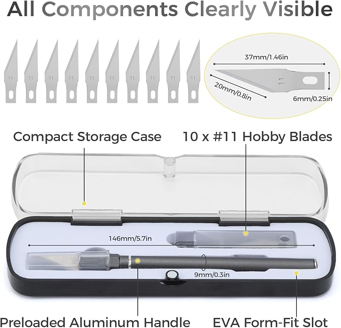 Exacto Knife Set, 10 Sharp #11 Hobby Knife Blades, Storage Case – - Image 2