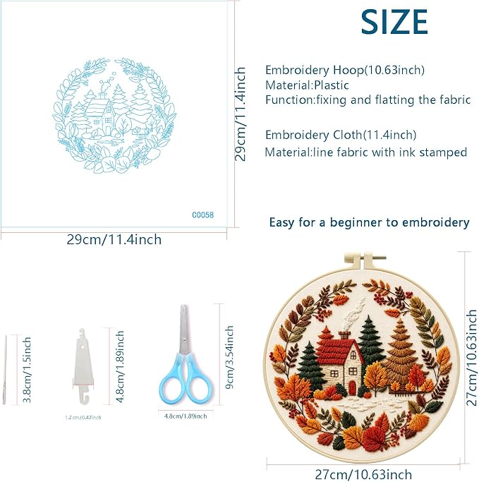 Zhenqing Autumn Cottage Squirrel Embroidery Kit - Image 7