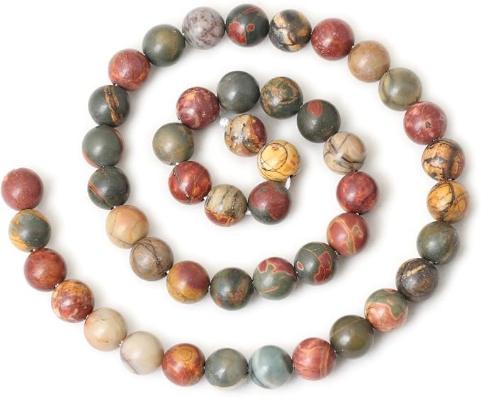 45PCS 8mm Natural Picasso Jasper Gemstone Round Loose Beads - Image 2