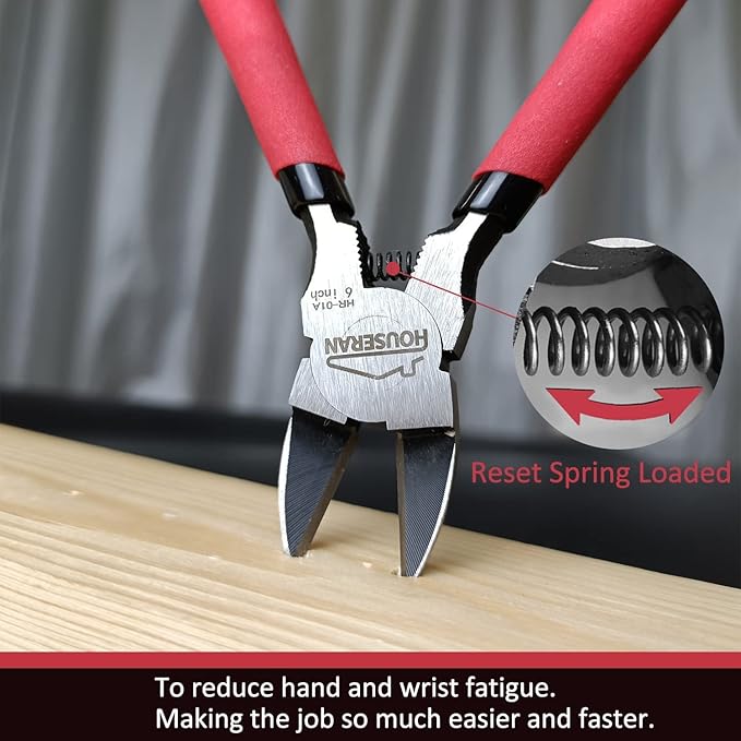 Wire Cutters 10 Pack, 6" Dykes Cutter, HOUSERAN Dikes Wire Cutters Wire Snips with Non-slip Red Handle, Side Cutters, Spring Loaded Wire Cutters, Flush Cutters for Artificial Flowers, Crafts, Zip Tie