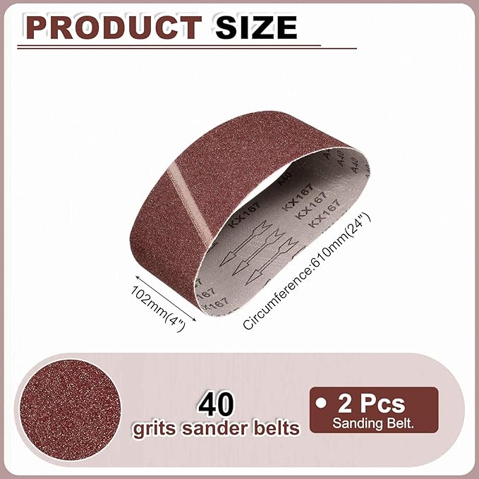 HARFINGTON 4 x 24 Inch Sanding Belts, 12 Pcs 40 Grits Aluminum Oxide Abrasive Belt Sander File Belt for Woodworking, Metal Polishing, Knife Sharpener