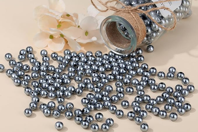 DUQGUHO Gray Pearl Beads for Crafts 8mm Plastic Pearl Beads - Image 3