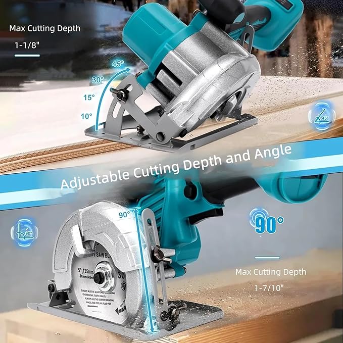 5 Inches Brushless Cordless Circular Saw, 6500 RPM,Compatible with Makita 18V Battery (Tool Only), 20mm Arbor with Blade & Scale Ruler,Compact Design