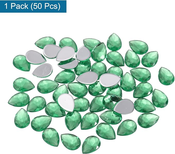 MECCANIXITY 50PCS Flat Back Acrylic Teardrop Gems 10x14mm Artificial Rhinestones - Image 3