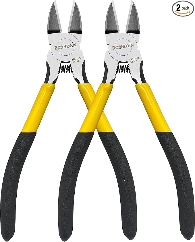 BOOSDEN 6.5" Wire Cutters, 2 Pack, Precision Side Cutter, Spring Loaded Cutting by BOOSDENMakingYourLifeEeasier
