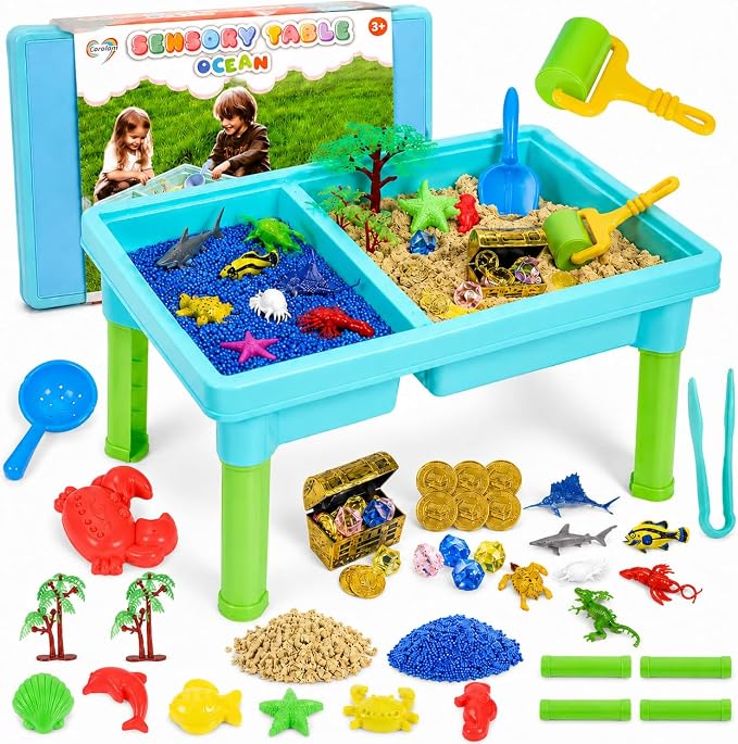 Carolart Ocean Sensory Table, Sand Table, Standing Sensory Bin | Activity Table by Carolart