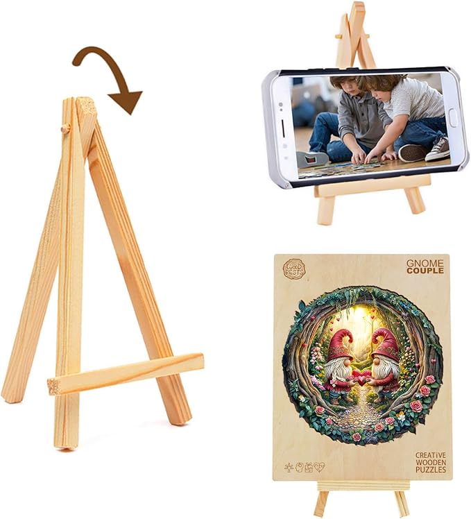 KAAYEE Wooden Puzzles for Adults, Gnome Couple Wooden Jigsaw Puzzle, 3D Visual - Image 6