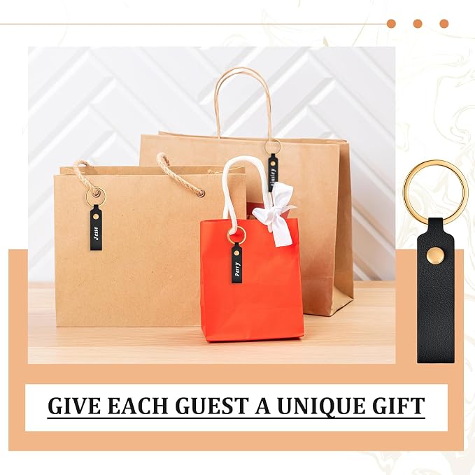 Wavyknot 50 Pcs PU Leather Keychain Blanks Bulk Laser Engraving Blanks Keychain - Image 7