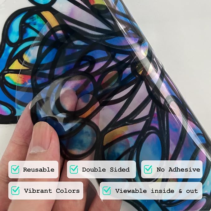 Original Hand Drawn Window Cling Film Stained Glass Border, Double Sided - Image 6