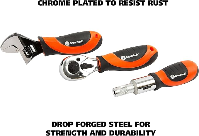 GreatNeck 48-Piece Multi Drive Stubby Mechanics Tool Set, Metric and SAE