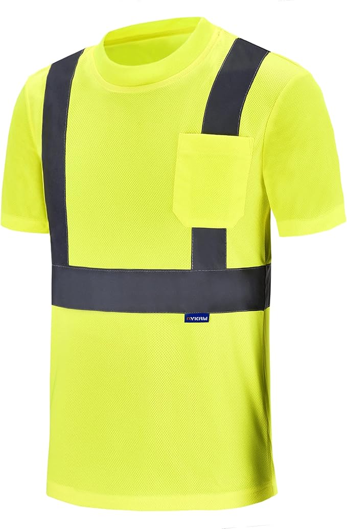 AYKRM Safety T Shirt Reflective High Visibility hi vis Long Sleeve T Shirt (XS-6XL)