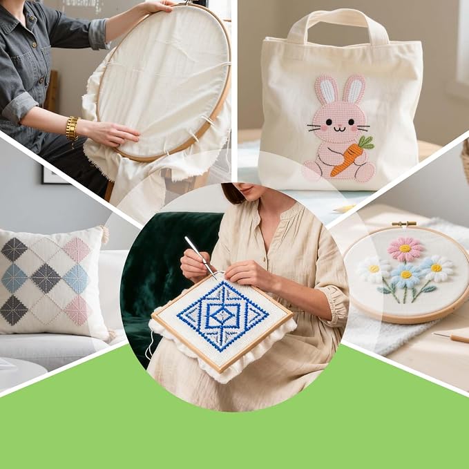 16 PCS Punch Needle Fabric Tufting Cloth 4 Different Sizes 5.9 to 11.8inch | - Image 6