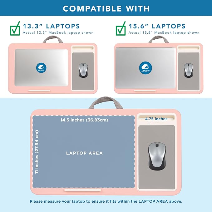 LAPGEAR Home Office Lap Desk – Pink, Fits 15.6” Laptops - Image 3