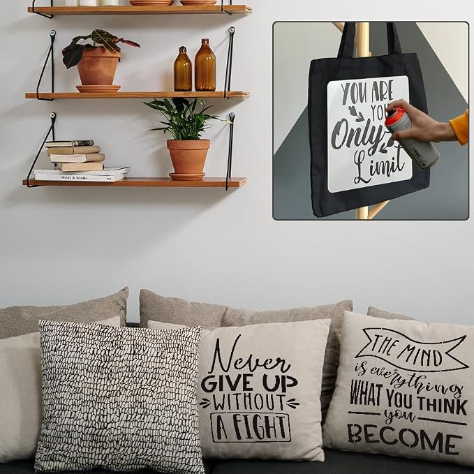 16 Pcs Inspirational Word Stencils, Quote & Phrase Sayings Templates, Craft - Image 4