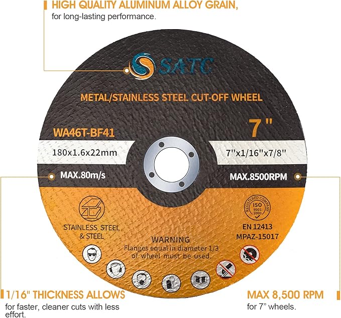 S SATC 7" Cutting Wheel 25 PCS Metal Cutting Blade 7 x 1/16 x 7/8 inch Cutting Disc Die Grinder Disc Fits Angle Grinder Air Tool