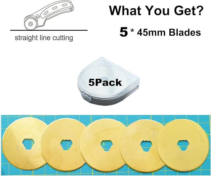 45mm Rotary Cutter Blades 5-Pack Titanium Replacement Blades Fits Fiskars - Image 8