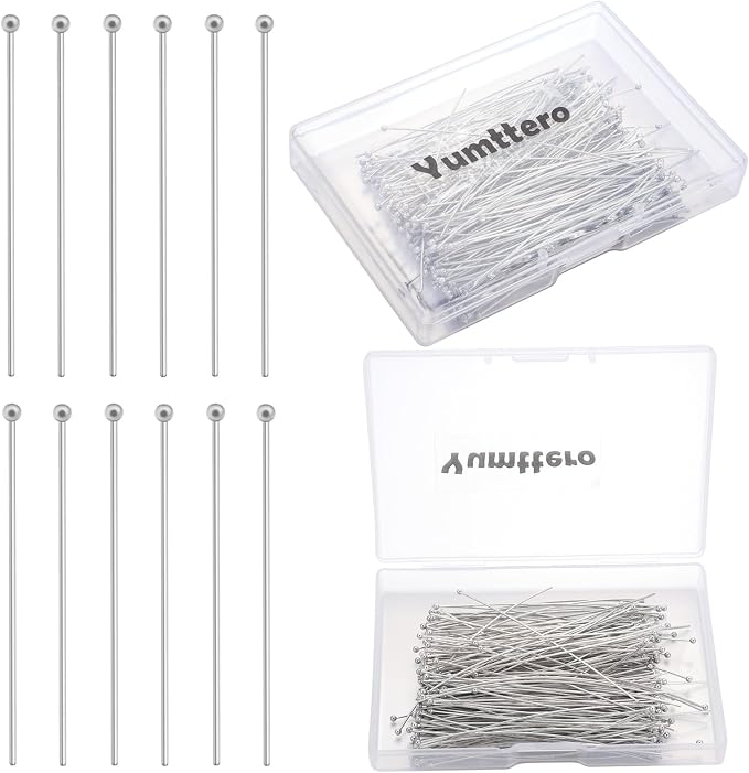 200 Pcs 70mm/2.76 Inch 21 Gauge Ball Pins by Yumttero