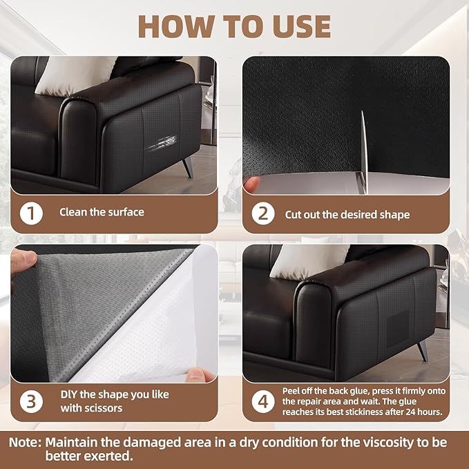 Leather Repair Patch, 17X79 inch Strong Sticky Repair Patch Self Adhesive Waterproof, DIY Large Vinyl Patches for Couches, Furniture, Sofa, Car, Chair (DBrown, 17X79 inch)