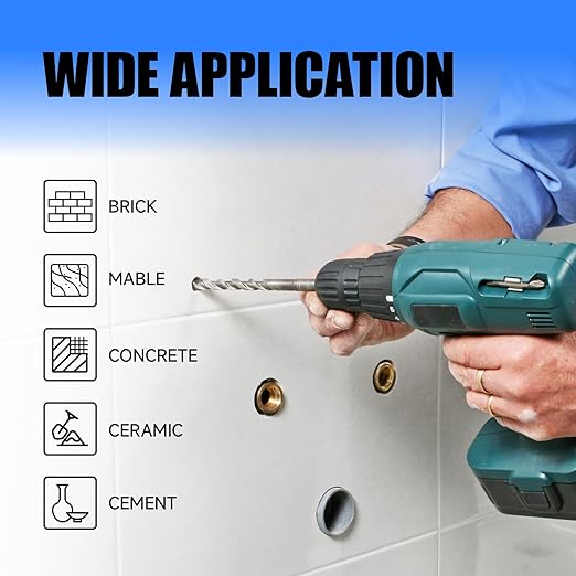 Pro Edge 14 Pcs Masonry Drill Bit Set 5/32''-1/2'', Carbide Concrete Drill Bits with Shockproof Hex Shank and Industrial Carbide Bit Tip for Brick/Glass/Cement/Tile/Plastic, with Storage Box