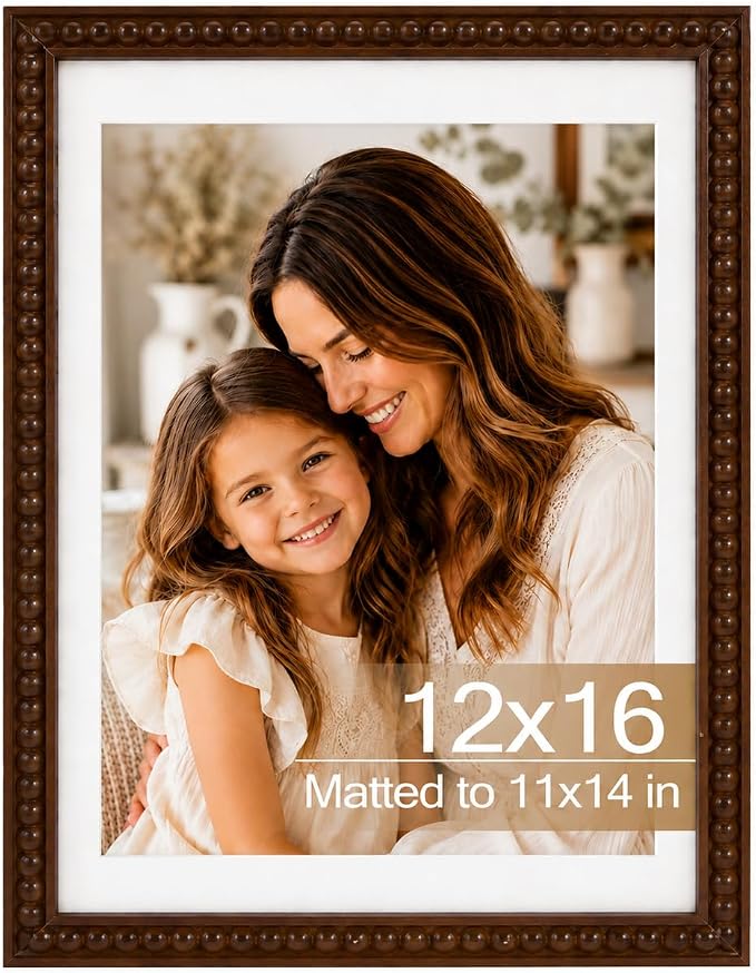 Solid Wood 12x16 Picture Frame Beaded Frame by QOTIB