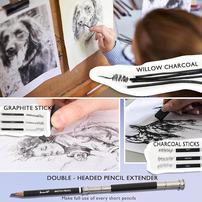 Brusarth 42 Pack Drawing Set Sketching Kit, Pro Art Sketch Supplies - Image 5