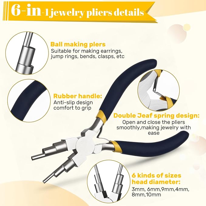 Mudder 2 Pieces Jewelry Making Tool Bail Making Pliers 6 in 1 Jewelry Wire - Image 3