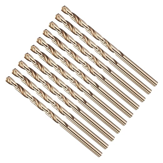 Drill Bit, #25 Cutting Diameter, 4341 HSS Gold Finish 135° Cutting Angle Number Jobber Bits - (Applications: for Drilling Soft Metal Plastic Wood), 10-Pieces