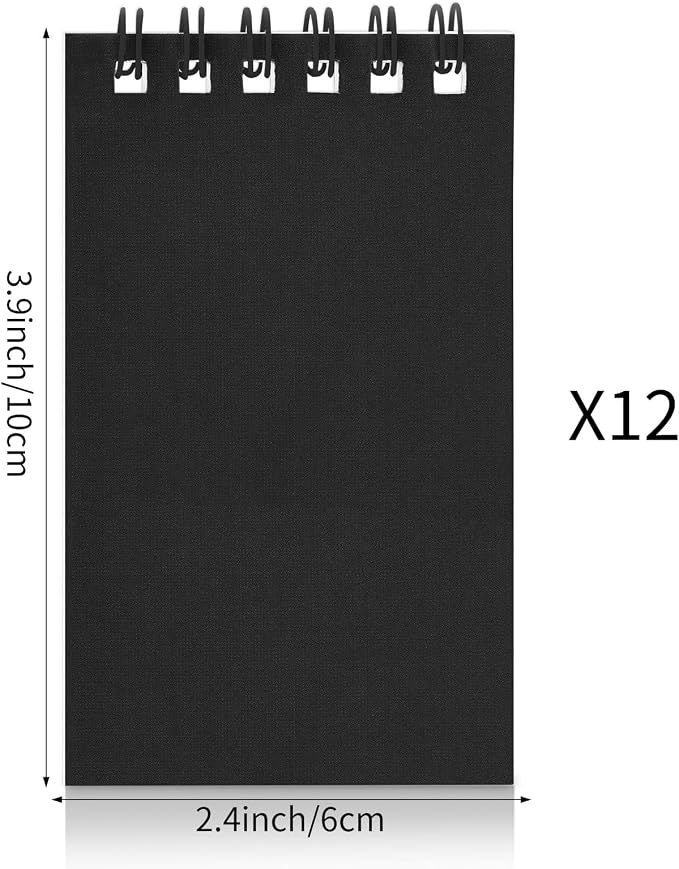 12 Pack Mini Pocket Notebooks Black Mini Spiral Notebooks - Image 2